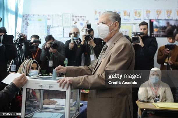 President of the Council of the Nation of Algeria, Salah Goudjil casts his vote at a secondary school as voting in Algeriaâs early local elections...