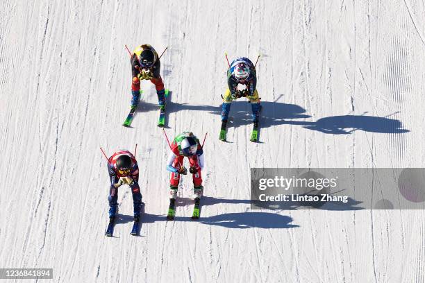 Sandra Naeslund of Sweden, Daniela Maier of Germany, Ekaterina Maltseva of Russia and Stephanie Joffroy of Chile competes in the Women's Ski Cross...