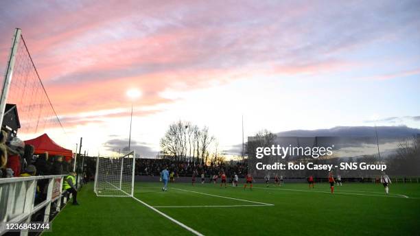 General view during a Scottish Cup match between Clydebank and Clyde at Holm Park, on November 27 in Glasgow, Scotland.