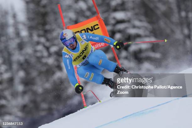 Dominik Paris of Italy in action during the Audi FIS Alpine Ski World Cup Men's Downhill on November 27, 2021 in Lake Louise Canada.