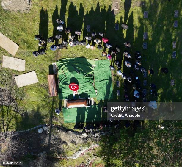 Drone photo shows people attending the funeral ceremony of Malikah Saban Shabazz, the daughter of the greatest black rights leader of the 20th...