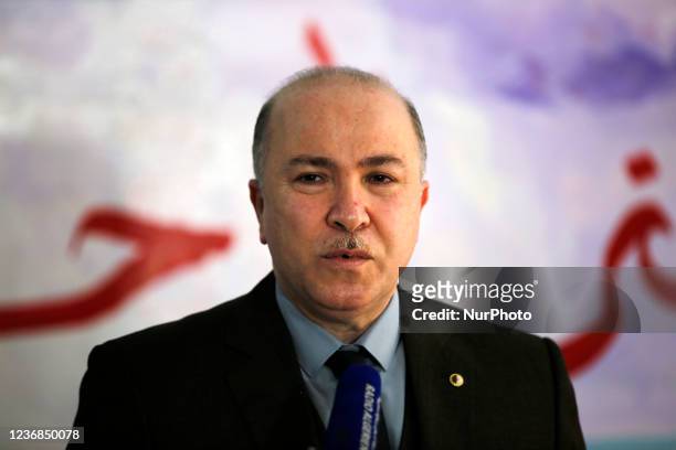 Algerian Prime Minister Aymen Benabderrahmane at a polling station during local elections in Algiers, Algeria on November 27, 2021