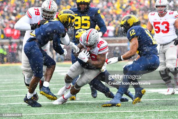 Ohio State Buckeyes running back Miyan Williams bulls forward for a first down during The Michigan Wolverines vs the Ohio State Buckeyes game on...