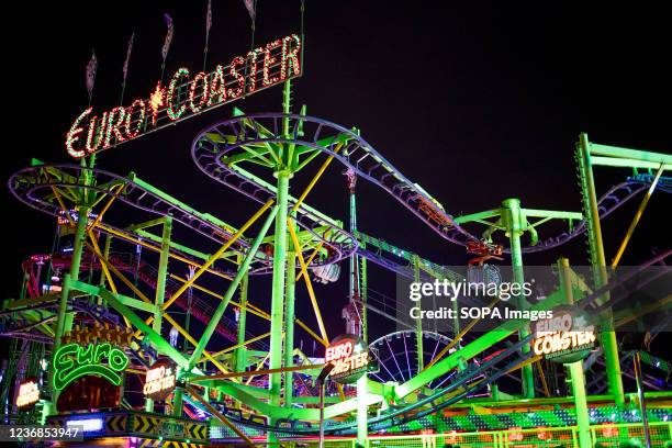 One of the rides seen with Euro theme in the Winter Wonderland. Winter Wonderland has returned to Hyde Park in London after it was cancelled last...