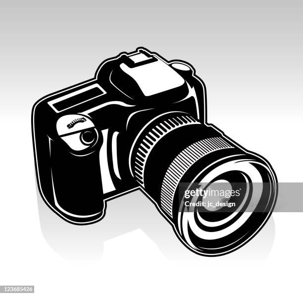 digitale slr-kamera - spiegelreflexkamera stock-grafiken, -clipart, -cartoons und -symbole