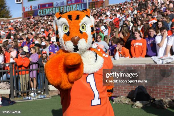 Clemson mascot 'The Tiger' during a college football game between the Wake Forest Demon Deacons and the Clemson Tigers on November 20 at Clemson...