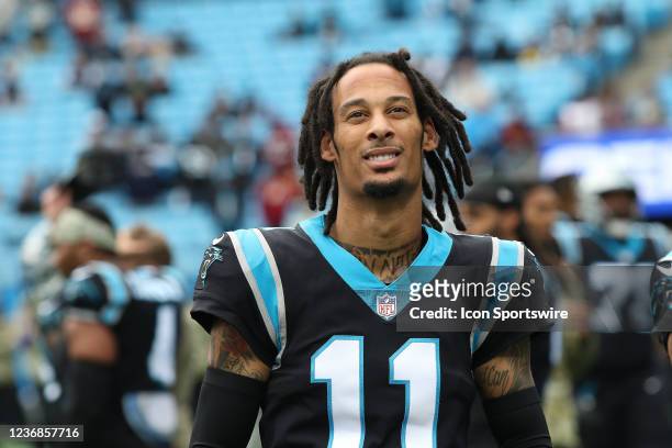 Robby Anderson wide receiver of Carolina during an NFL football game between the Washington Football Team and the Carolina Panthers on November 21 at...