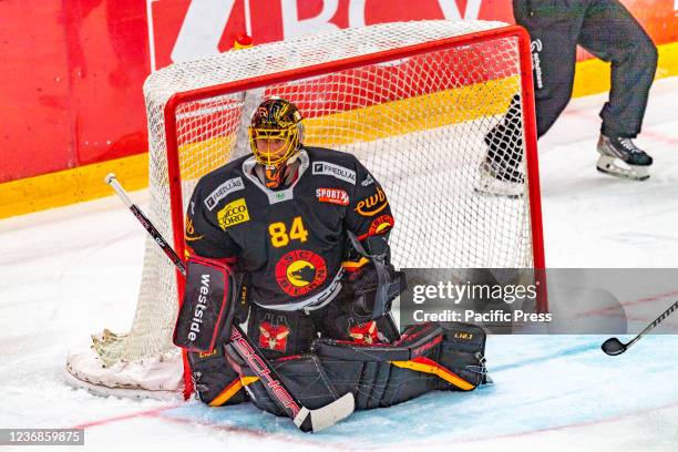 Daneil Manzato of SC Bern is in action during the 29th match of the 2021-2022 Swiss National League Season with the Lausanne HC and SC Bern. Lausanne...