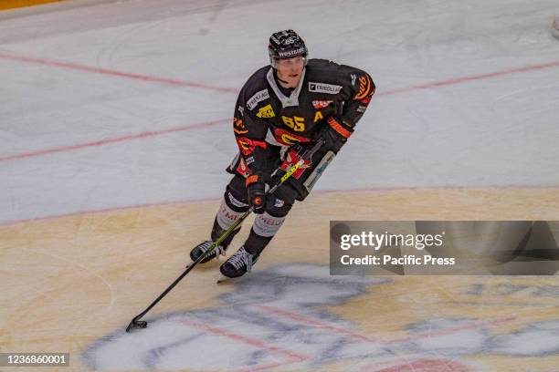 Ramon Untersander of SC Bern is in action during the 29th match of the 2021-2022 Swiss National League Season with the Lausanne HC and SC Bern....