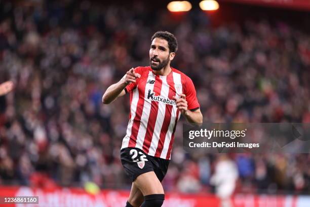 Raul Garcia of Athletic Bilbao celebrates after scoring his team's first goal during the La Liga Santander match between Athletic Club and Granada CF...