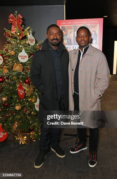 David Oyelowo and Aml Ameen attend the "Boxing Day" special screening hosted by David Oyelowo at Warner House on November 28, 2021 in London, England.