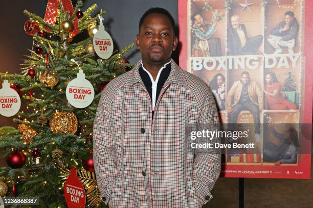 Aml Ameen attends the "Boxing Day" special screening hosted by David Oyelowo at Warner House on November 28, 2021 in London, England.