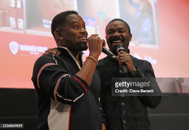 Aml Ameen and David Oyelowo introduce the "Boxing Day" special screening hosted by David Oyelowo at Warner House on November 28, 2021 in London,...
