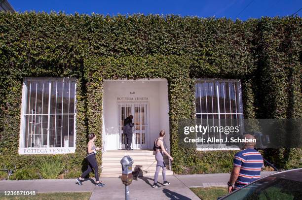 Los Angeles, CA Shoppers pass by as a security guard waits for the store to open after a flash-mob entered the Bottega Veneta store Friday at 8445...