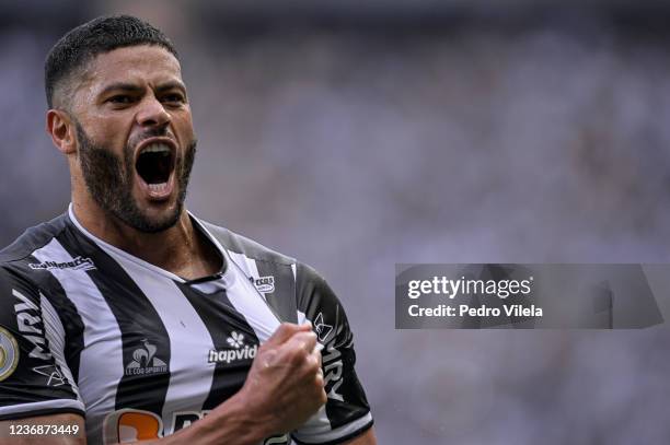 Hulk of Atletico MG celebrates after scoring the first goal of his team during a match between Atletico MG and Fluminense as part of Brasileirao 2021...