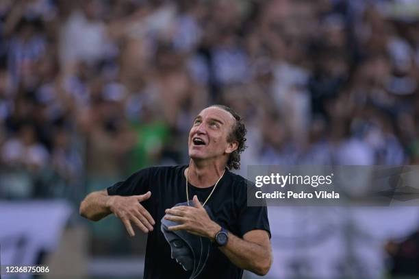 Cuca, head coach of Atletico MG celebrates after winning a match between Atletico MG and Fluminense as part of Brasileirao 2021 at Mineirao Stadium...
