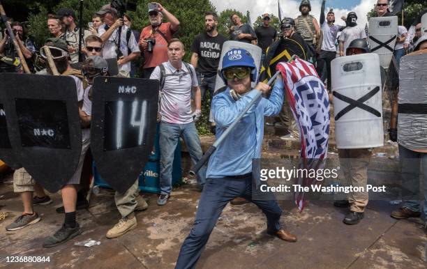 Clashes at the Unite the Right rally in Charlottesville, VA, August 12, 2017.