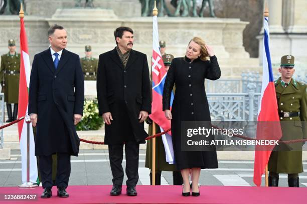 The Presidents of the Visegrad Four countries, Polish President Andrzej Duda , Hungarian President Janos Ader and Slovakia's President Zuzana...