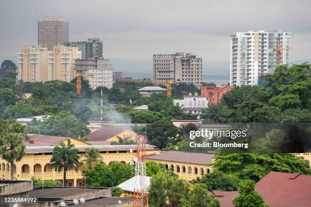 Buildings on the skyline, near the Congo River, in the Gombe district of Kinshasa, Democratic Republic of Congo, on Thursday, Nov. 25, 2021. A leak...