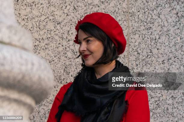 Sarah Ransome, a victim of Jeffery Epstein arrives for the trial of Ghislaine Maxwell at the Thurgood Marshall United States Courthouse on November...