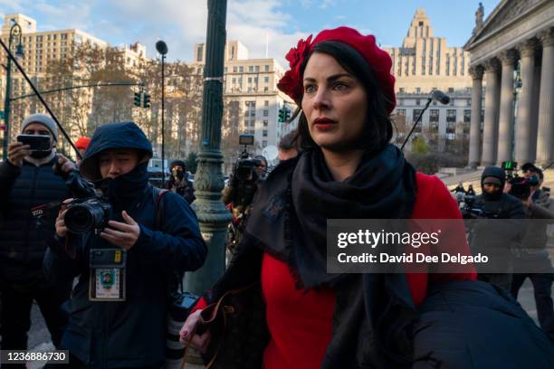 Sarah Ransome, a victim of Jeffery Epstein arrives for the trial of Ghislaine Maxwell at the Thurgood Marshall United States Courthouse on November...