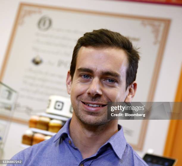 Jack Dorsey, co-founder and chairman of Twitter Inc. And co-founder and chief executive officer of Square Inc., speaks during an interview at Just...