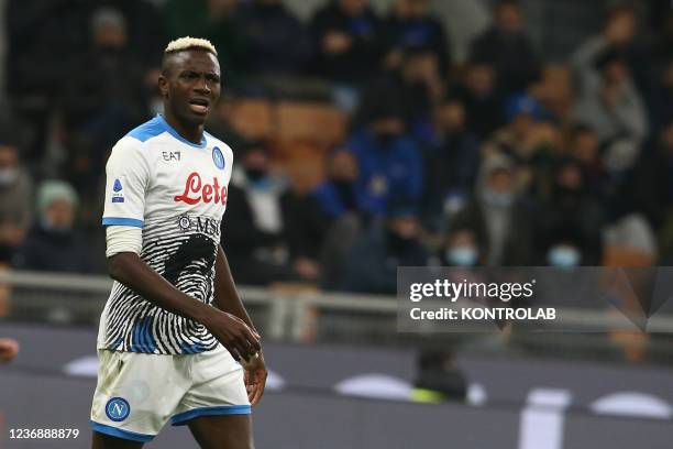 Napoli's Nigerian striker Victor Osimhen looks during the Serie A football match between SSC Napoli and FC Internazionale Milano. Inter won 3-2.