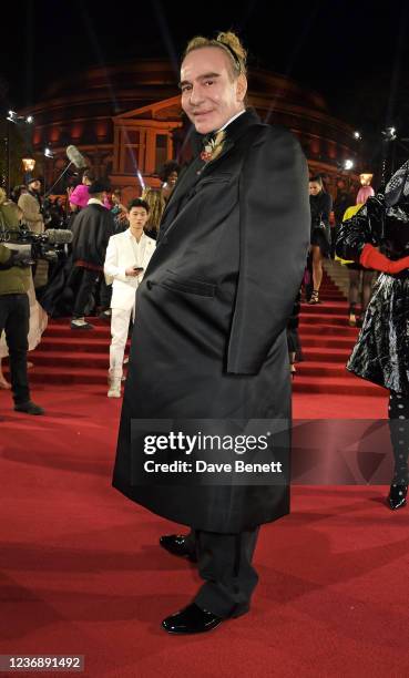 John Galliano arrives at The Fashion Awards 2021 at Royal Albert Hall on November 29, 2021 in London, England.