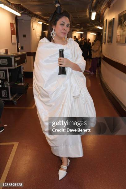 Simone Rocha, winner of Independent British Brand, poses backstage at The Fashion Awards 2021 at Royal Albert Hall on November 29, 2021 in London,...