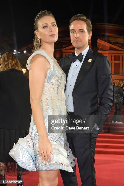 Maria Sharapova and Alexander Gilkes arrive at The Fashion Awards 2021 at Royal Albert Hall on November 29, 2021 in London, England.