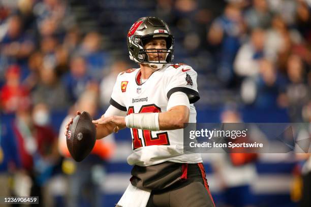 Tampa Bay Buccaneers Quarterback Tom Brady drops back to make a pass during a NFL game between the Tampa Bay Buccaneers and the Indianapolis Colts on...