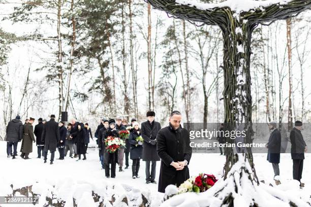 Heiko Maas, executive German Foreign Minister, is pictured during a memorial event 80 years after the Rumbula massacre on November 30, 2021 in Riga,...