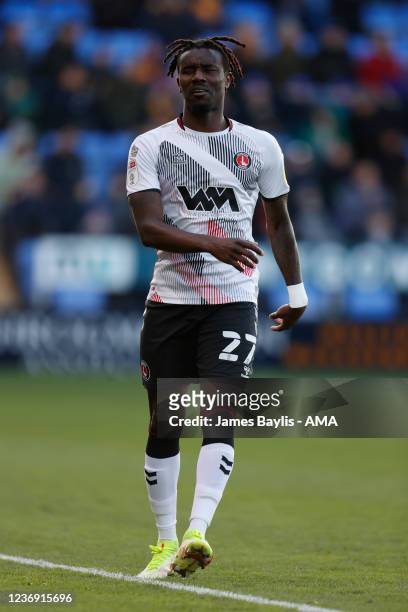 Pape Souare of Charlton Athletic during the Sky Bet League One match between Shrewsbury Town and Charlton Athletic at Montgomery Waters Meadow on...