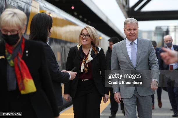 Cynthia Garneau, president and chief executive officer of VIA Rail Canada Inc., left, and Martin Landry, chief commercial officer of VIA Rail Canada...