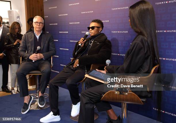 Tommy Hilfiger, Wizkid and Leomie Anderson attend an In Conversation with Tommy Hilfiger and WizKid hosted by Leomie Anderson to celebrate the 'Pass...
