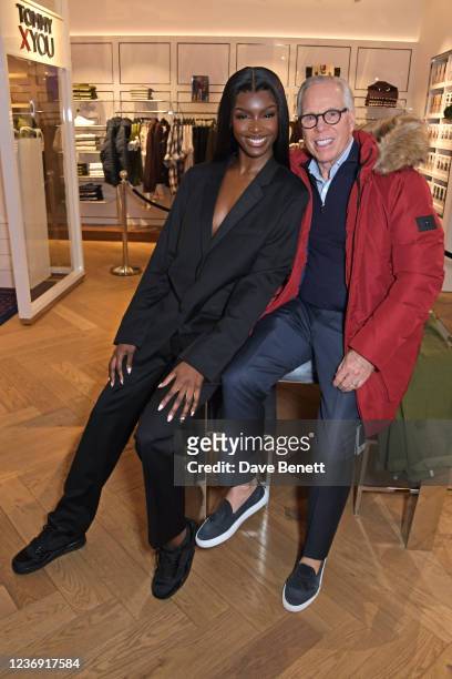 Leomie Anderson and Tommy Hilfiger attend an In Conversation with Tommy Hilfiger and WizKid hosted by Leomie Anderson to celebrate the 'Pass The Mic'...