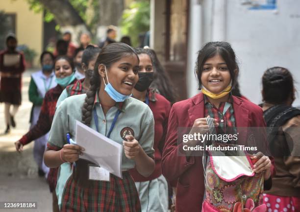 Student leave the School after appearing for CBSE Board exam at Daryaganj on November 30, 2021 in New Delhi, India. The Central Board of Secondary...