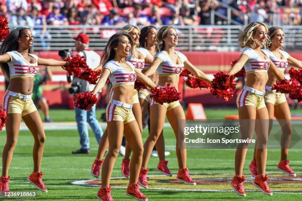 The San Francisco 49ers Gold Rush cheerleaders perform during the game between the Minnesota Vikings and the San Francisco 49ers on Sunday, November...