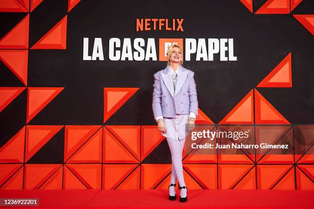 Najwa Nimri attends Netflix's "La Casa De Papel" Part 5 Vol.2 by Netflix at Palacio de Vista Alegre on November 30, 2021 in Madrid, Spain.