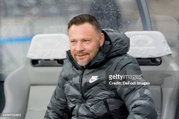 Head coach Pal Dardai of Hertha BSC looks on prior to the Bundesliga match between Hertha BSC and FC Augsburg at Olympiastadion on November 27, 2021...