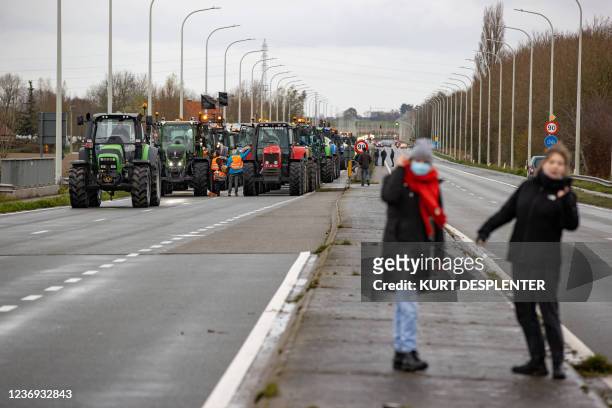 Illustration picture shows a protest of farmers against the lack of decisions in the nitrogen emission crisis, Wednesday 01 December 2021 in...