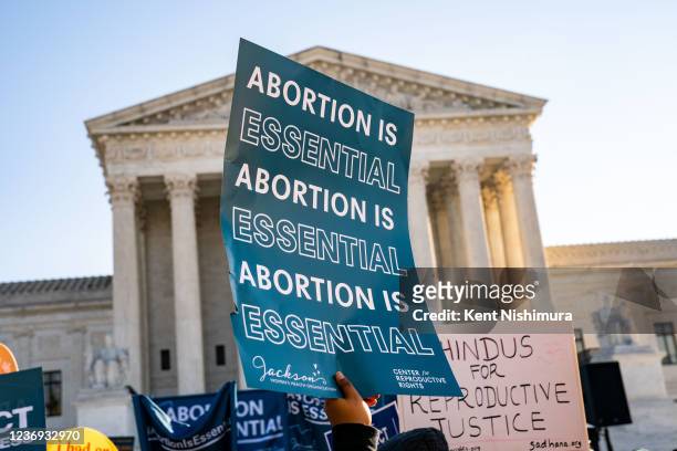 Abortion rights advocates and anti-abortion protesters demonstrate in front of the Supreme Court of the United States Supreme Court of the United...