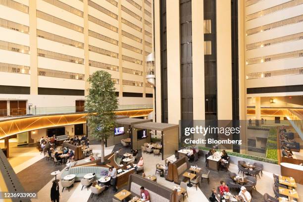 The New York Marriott Marquis in New York, U.S., on Tuesday, Nov 9, 2021. Marriott International Inc., which has more than 7,900 hotels around the...