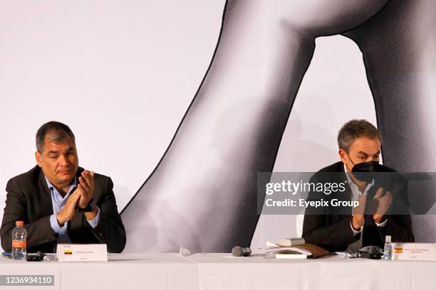 Former president of Spain José Luis Rodríguez Zapatero and former presidents of Ecuador, Rafael Correa during the 7th Puebla Group Meeting. On...