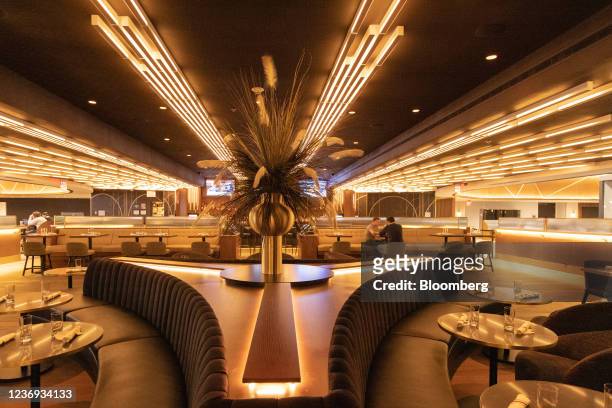 Bar at the New York Marriott Marquis in New York, U.S., on Tuesday, Nov 9, 2021. Marriott International Inc., which has more than 7,900 hotels around...