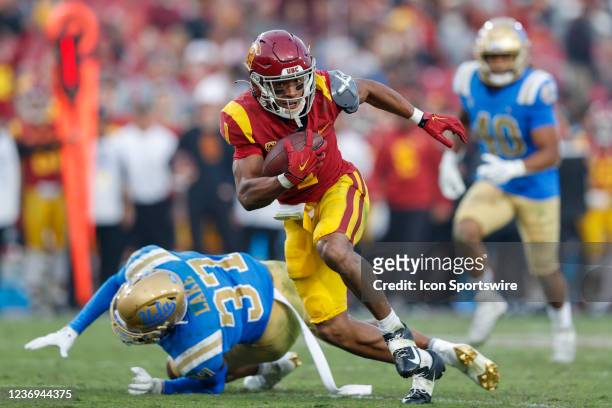 Trojans wide receiver Gary Bryant Jr. Catches the ball during a college football game between the UCLA Bruins and the USC Trojans on November 20 at...