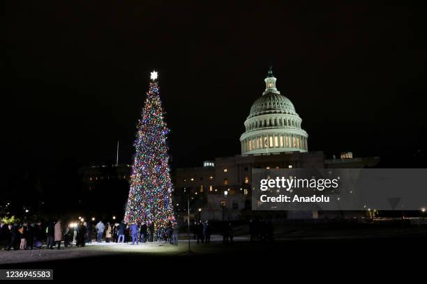 Capitol Christmas tree lighting ceremony on the West Front Lawn of the U.S. Capitol in Washington, DC, United States on December 1, 2021. Nicknamed...