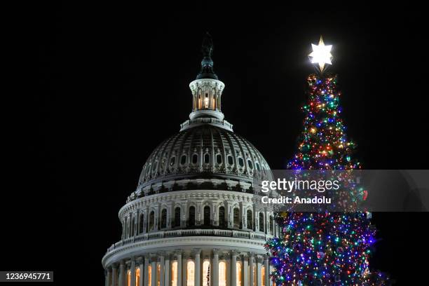 Capitol Christmas tree lighting ceremony on the West Front Lawn of the U.S. Capitol in Washington, DC, United States on December 1, 2021. Nicknamed...