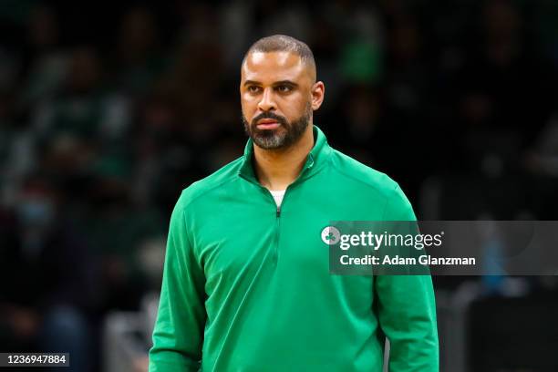 Boston Celtics head coach Ime Udoka looks on during a game against the Philadelphia 76ers at TD Garden on December 1, 2021 in Boston, Massachusetts....