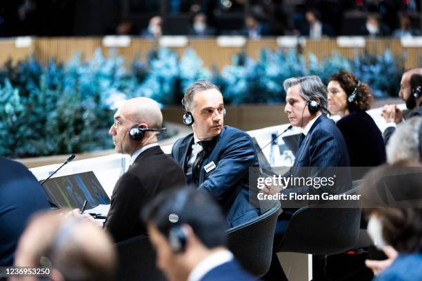 Antony Blinken, Foreign Minister of the United States of America, and Heiko Maas, executive German Foreign Minister, are pictured during the OSCE...